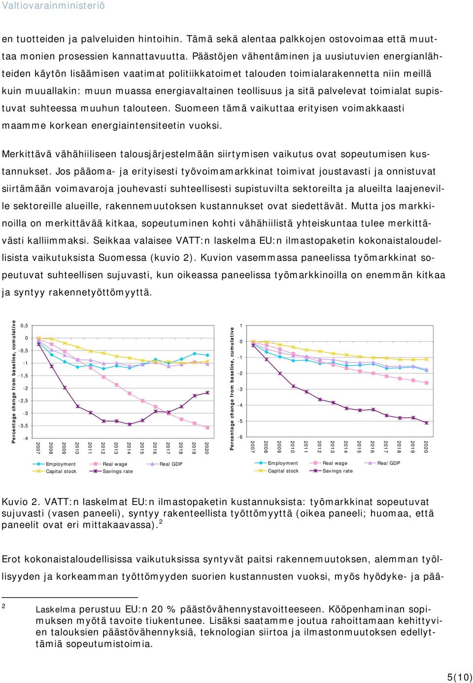sitä palvelevat toimialat supistuvat suhteessa muuhun talouteen. Suomeen tämä vaikuttaa erityisen voimakkaasti maamme korkean energiaintensiteetin vuoksi.