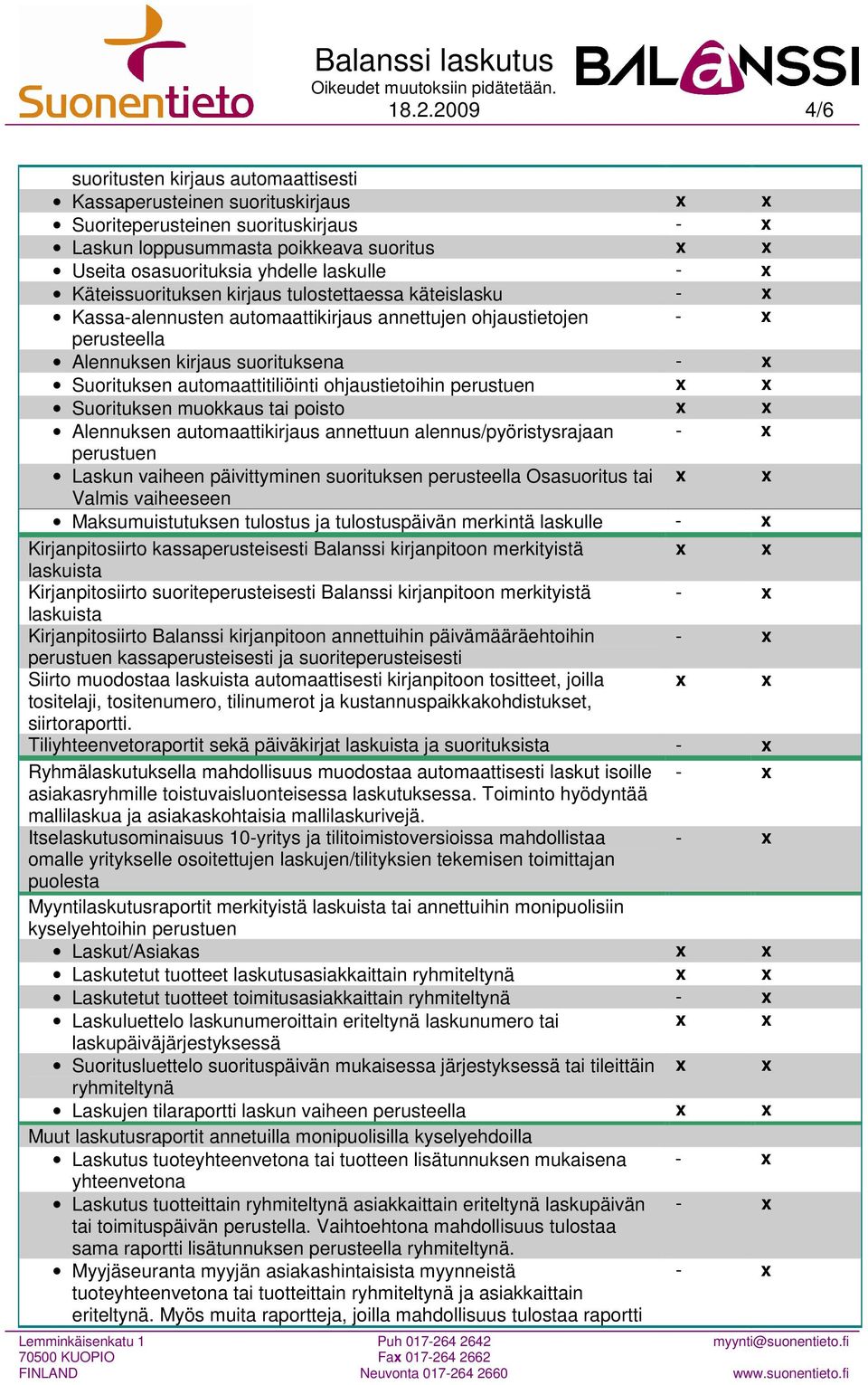 automaattitiliöinti ohjaustietoihin perustuen Suorituksen muokkaus tai poisto Alennuksen automaattikirjaus annettuun alennus/pyöristysrajaan - x perustuen Laskun vaiheen päivittyminen suorituksen