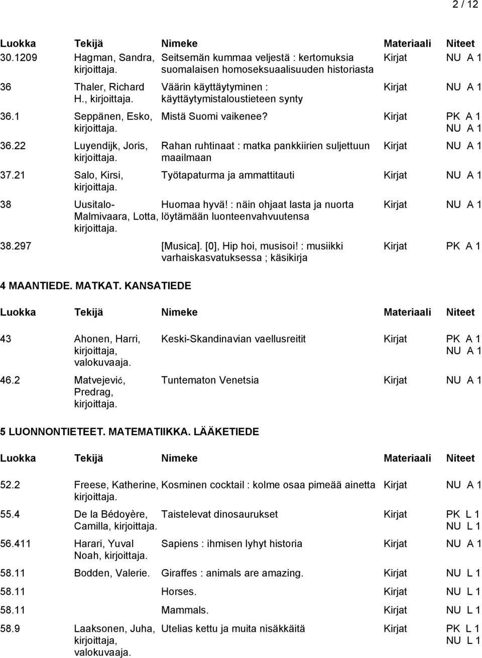 Kirjat Rahan ruhtinaat : matka pankkiirien suljettuun maailmaan Työtapaturma ja ammattitauti 38 Uusitalo- Huomaa hyvä!