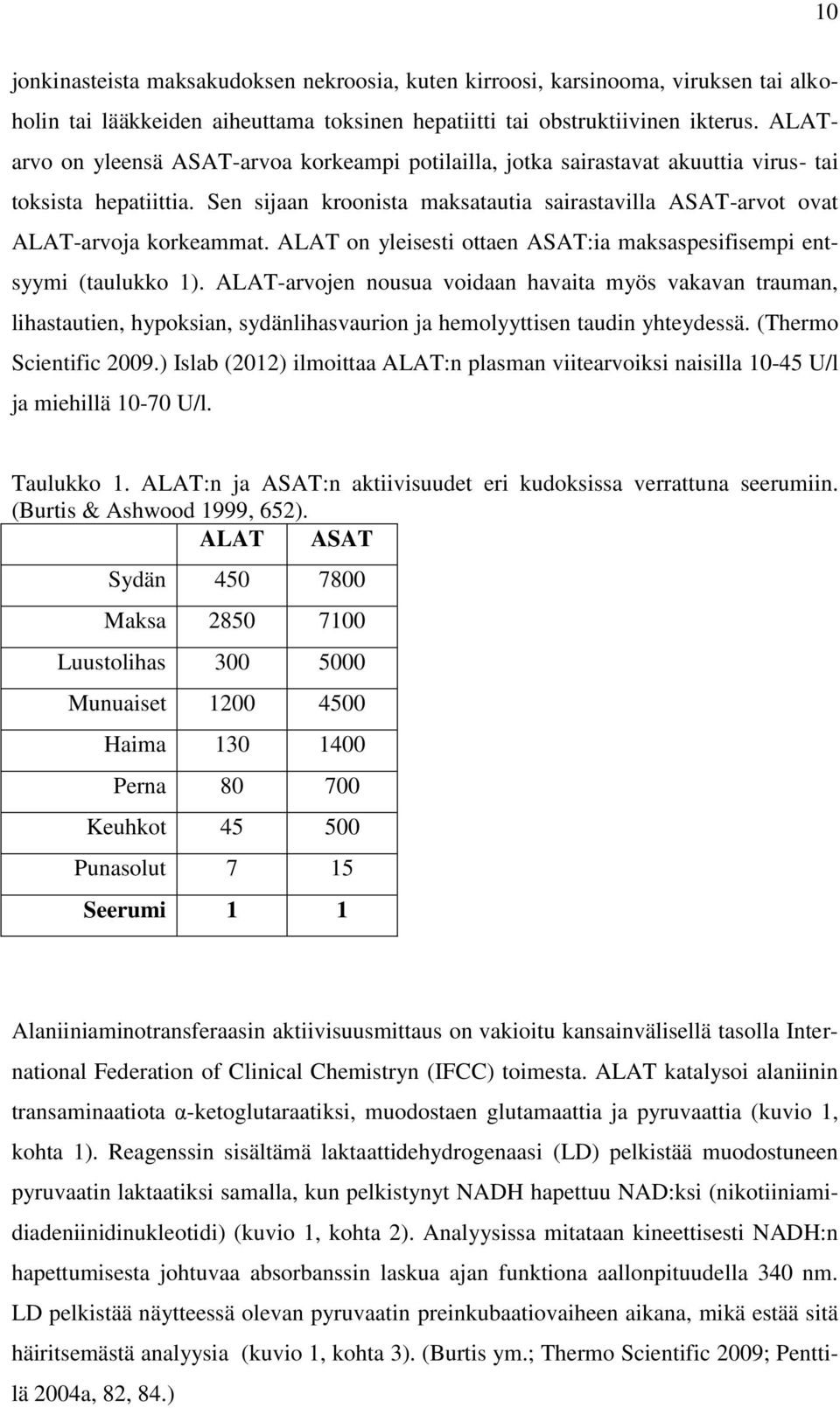 ALAT on yleisesti ottaen ASAT:ia maksaspesifisempi entsyymi (taulukko 1).