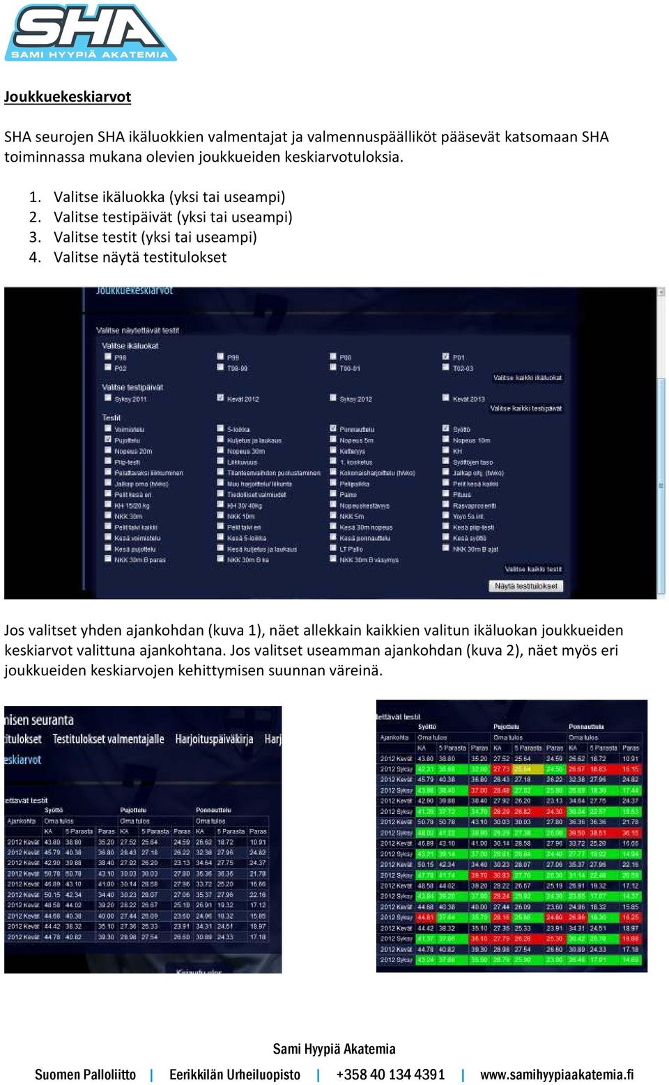 Valitse testit (yksi tai useampi) 4.