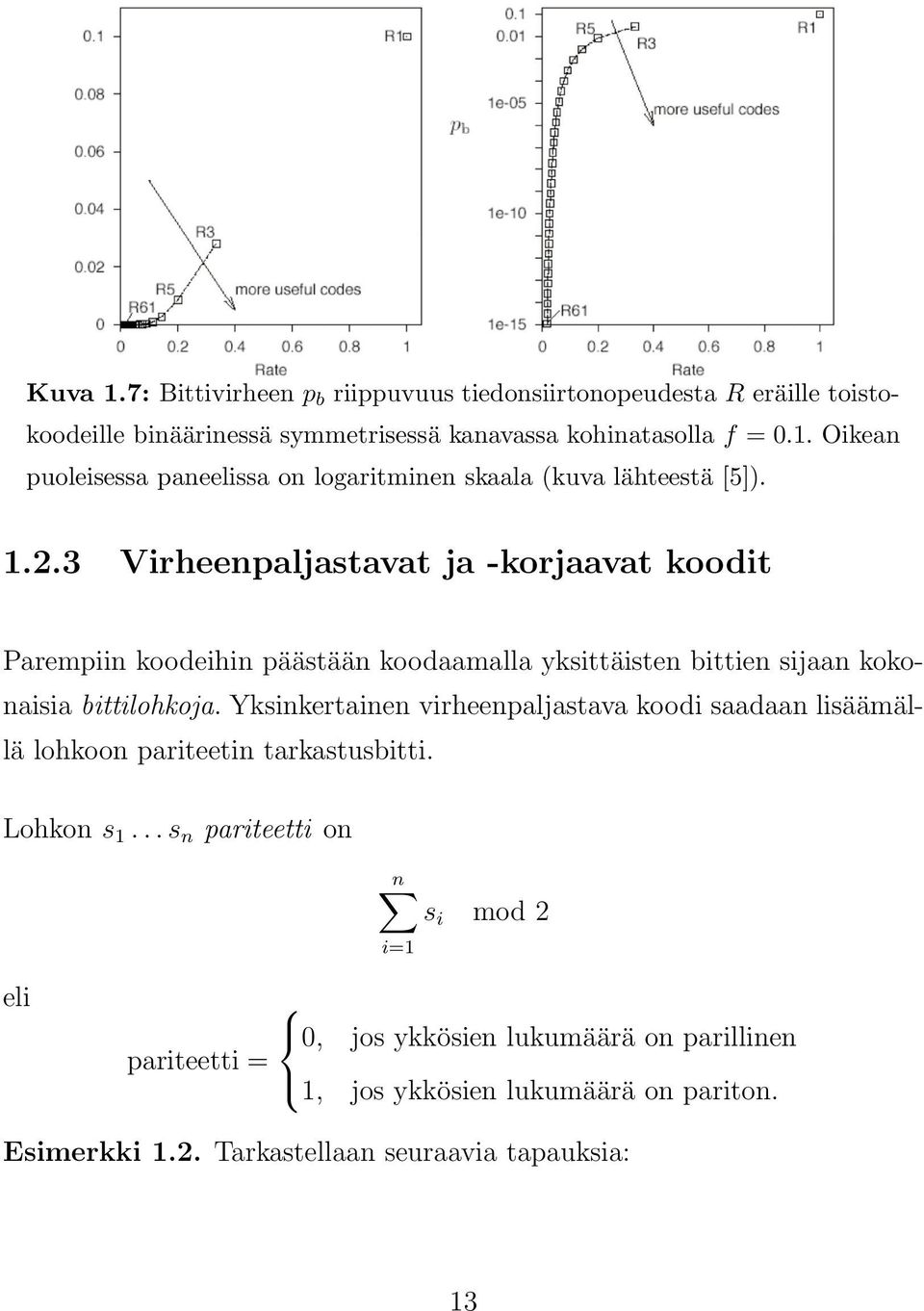 3 Virheenpaljastavat ja -korjaavat koodit Parempiin koodeihin päästään koodaamalla yksittäisten bittien sijaan kokonaisia bittilohkoja.