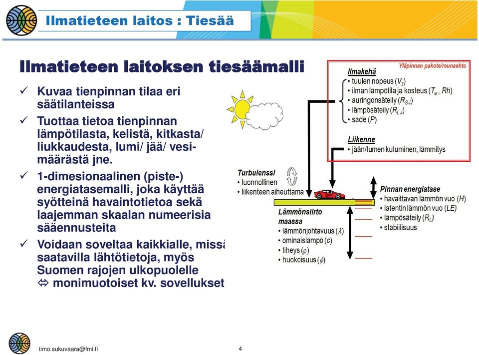 1-dimesionaalinen (piste-) energiatasemalli, joka käyttää syötteinä havaintotietoa sekä laajemman skaalan