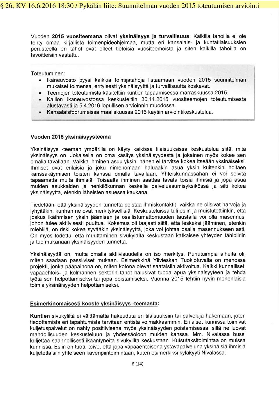 liite: Suunnitelman