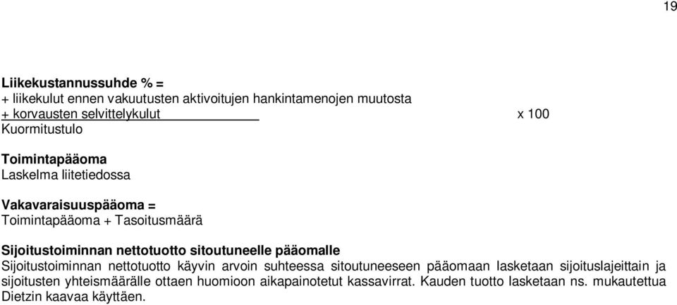 nettotuotto sitoutuneelle pääomalle Sijoitustoiminnan nettotuotto käyvin arvoin suhteessa sitoutuneeseen pääomaan lasketaan