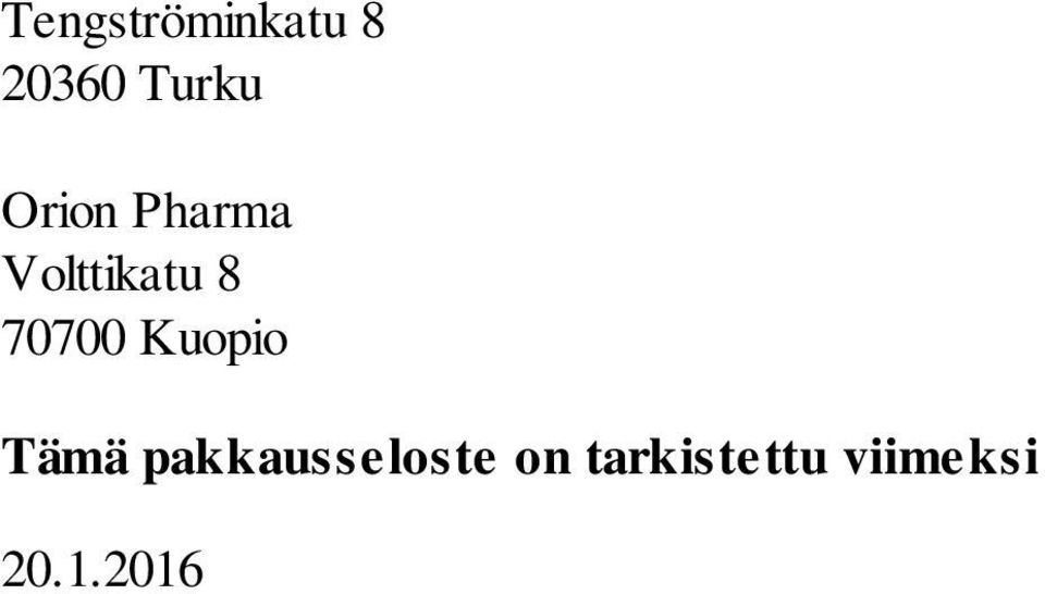 Kuopio Tämä pakkausseloste