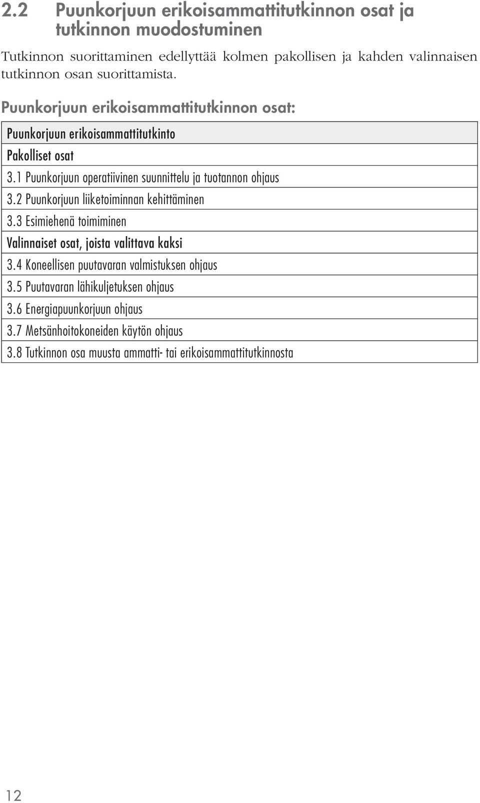 1 Puukorjuu operatiivie suuittelu ja tuotao ohjaus 3.2 Puukorjuu liiketoimia kehittämie 3.