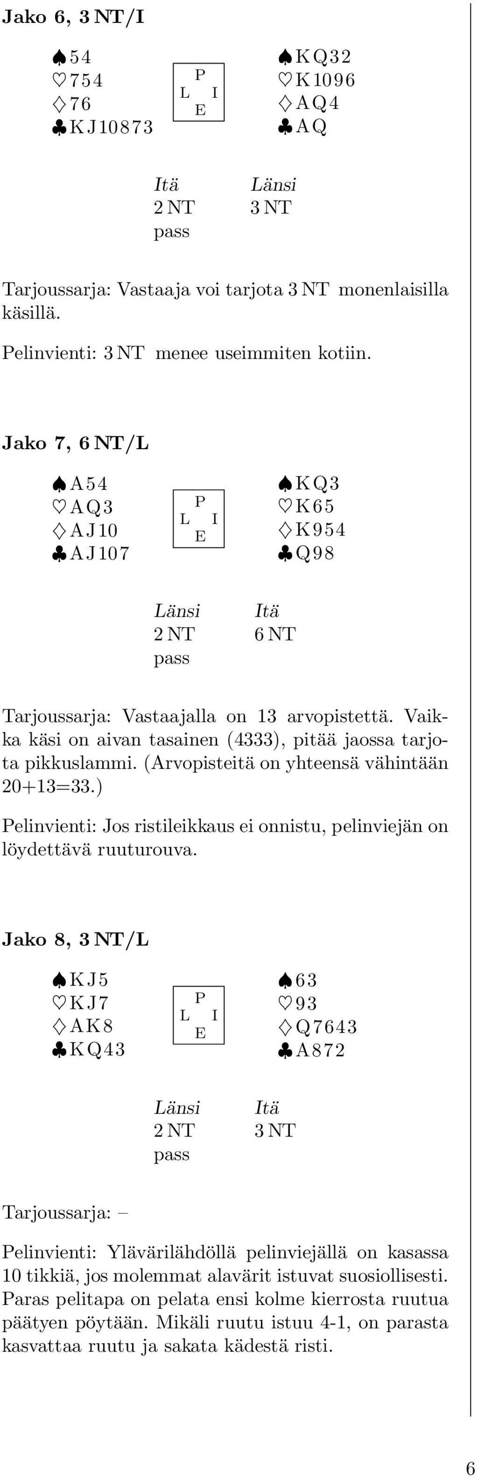 (Arvopisteitä on yhteensä vähintään 20+13=33.) elinvienti: Jos ristileikkaus ei onnistu, pelinviejän on löydettävä ruuturouva.