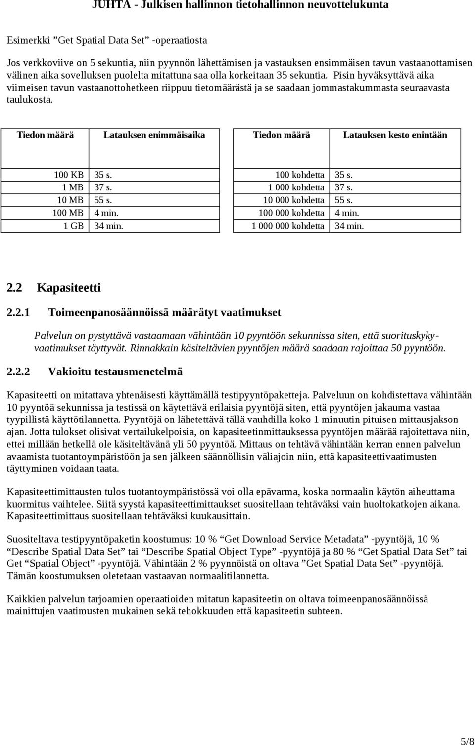 Tiedon määrä Latauksen enimmäisaika Tiedon määrä Latauksen kesto enintään 100 KB 35 s. 100 kohdetta 35 s. 1 MB 37 s. 1 000 kohdetta 37 s. 10 MB 55 s. 10 000 kohdetta 55 s. 100 MB 4 min.