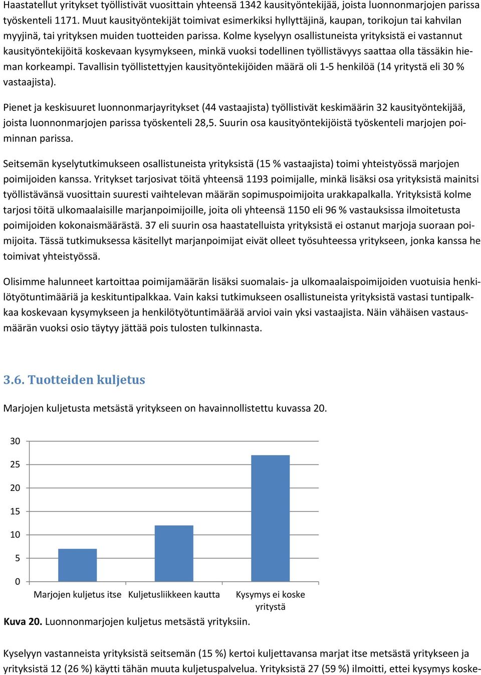 Kolme kyselyyn osallistuneista yrityksistä ei vastannut kausityöntekijöitä koskevaan kysymykseen, minkä vuoksi todellinen työllistävyys saattaa olla tässäkin hieman korkeampi.