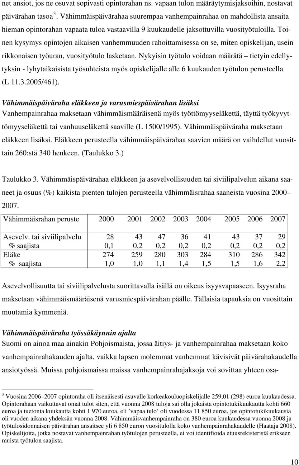 Toinen kysymys opintojen aikaisen vanhemmuuden rahoittamisessa on se, miten opiskelijan, usein rikkonaisen työuran, vuosityötulo lasketaan.