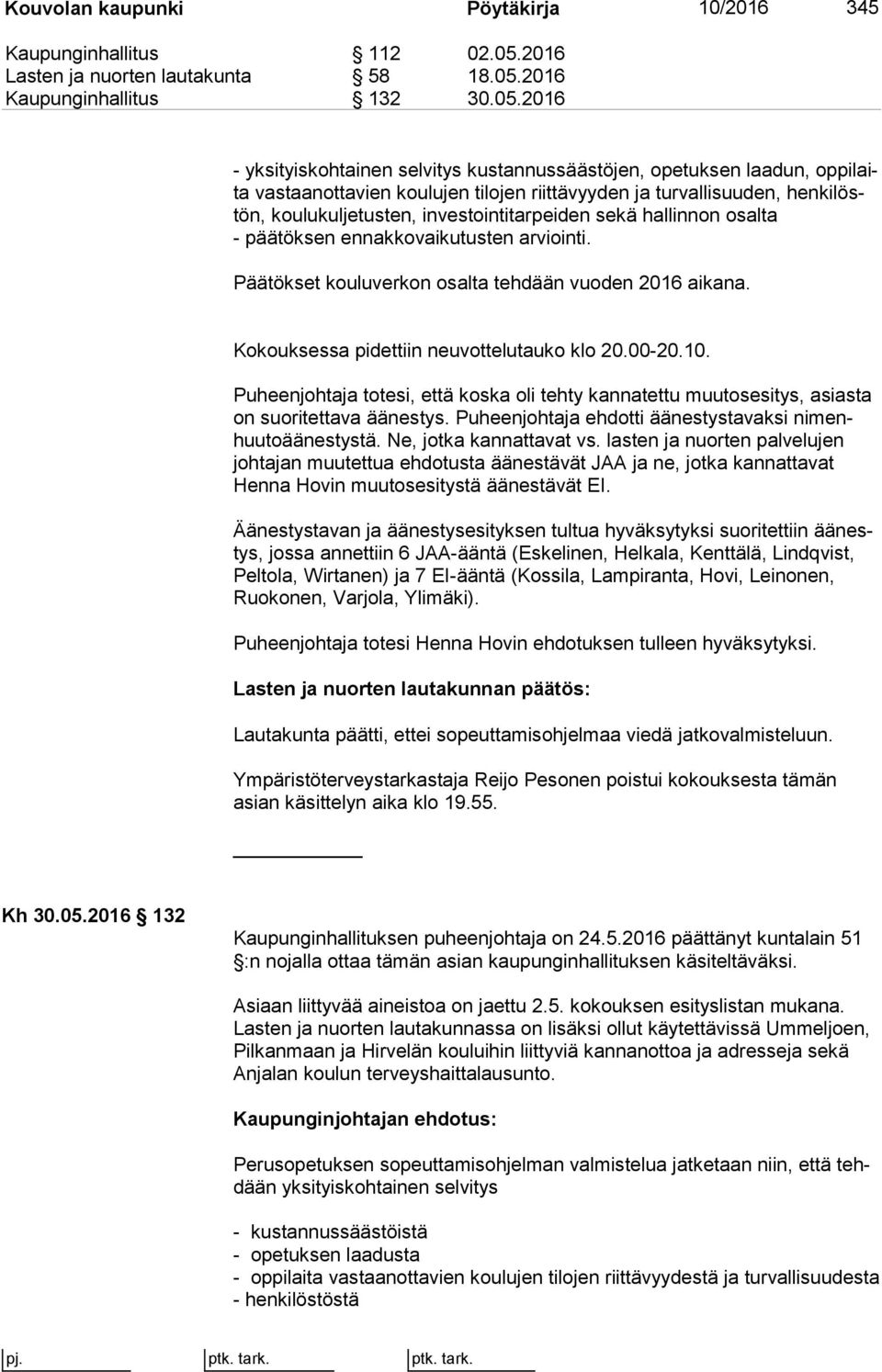 2016 Kaupunginhallitus 132 30.05.
