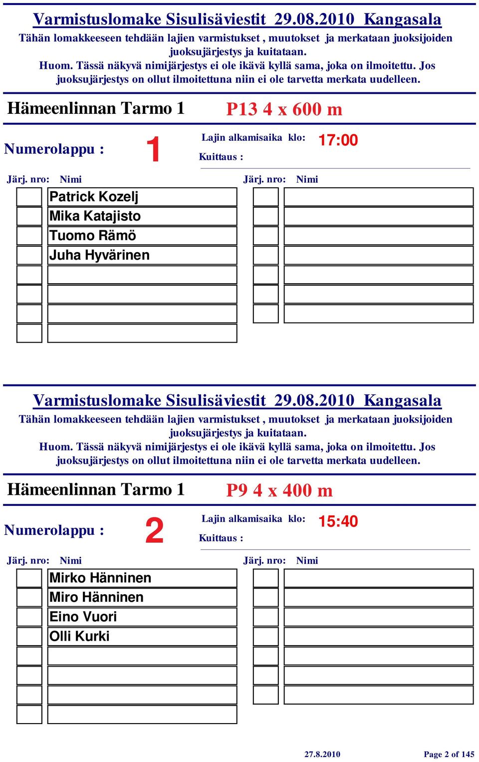 Hämeenlinnan Tarmo 1 Mirko Hänninen Miro Hänninen