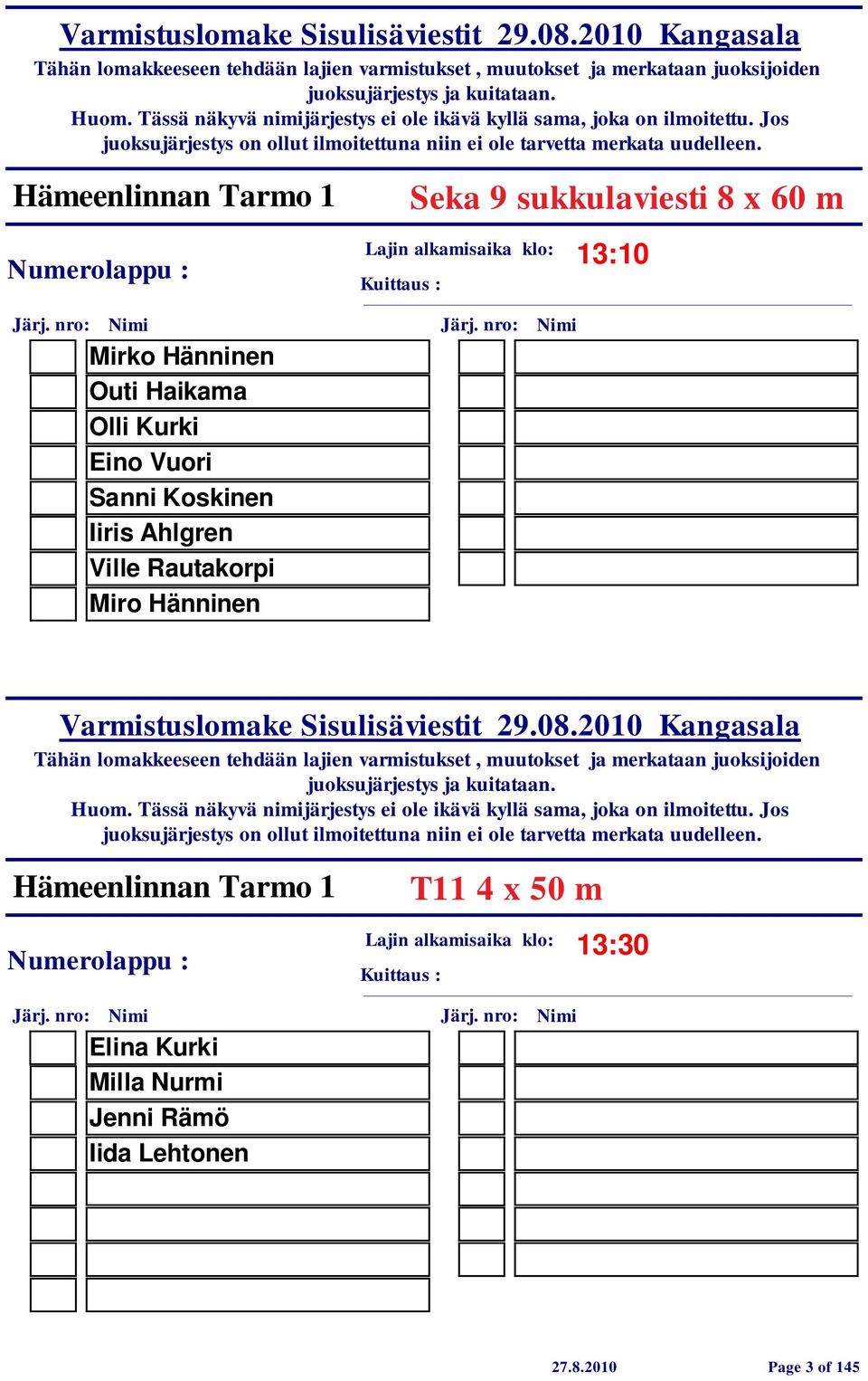 Ahlgren Ville Rautakorpi Miro Hänninen Hämeenlinnan Tarmo 1 T11 4 x