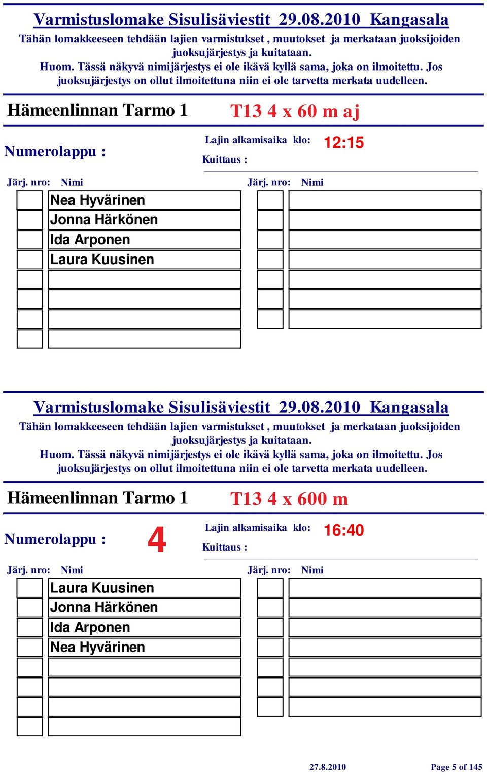 Hämeenlinnan Tarmo 1 4 Laura Kuusinen Jonna Härkönen