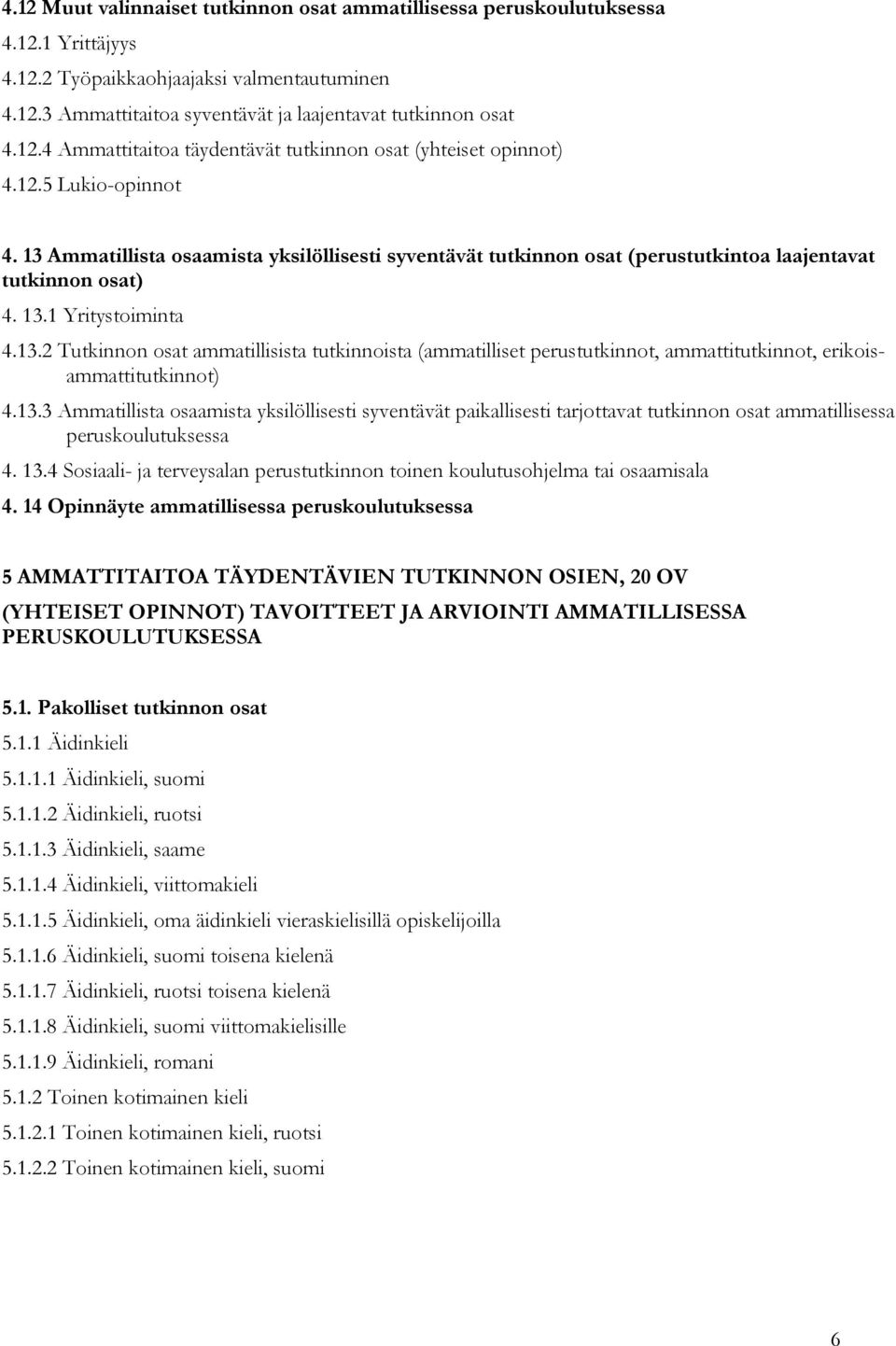 13.3 Ammatillista osaamista yksilöllisesti syventävät paikallisesti tarjottavat tutkinnon osat ammatillisessa peruskoulutuksessa 4. 13.