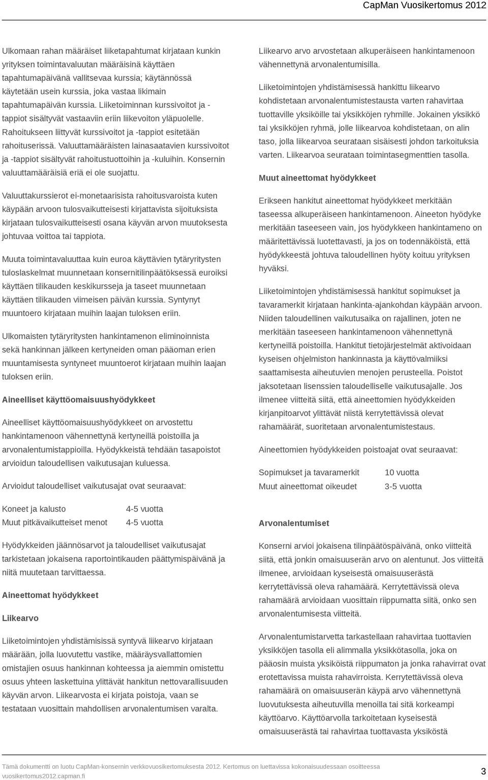 Rahoitukseen liittyvät kurssivoitot ja -tappiot esitetään rahoituserissä. Valuuttamääräisten lainasaatavien kurssivoitot ja -tappiot sisältyvät rahoitustuottoihin ja -kuluihin.