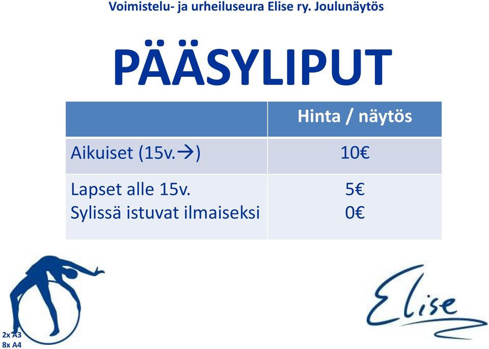 Aikuiset (15v. ) 10 Lapset alle 15v.