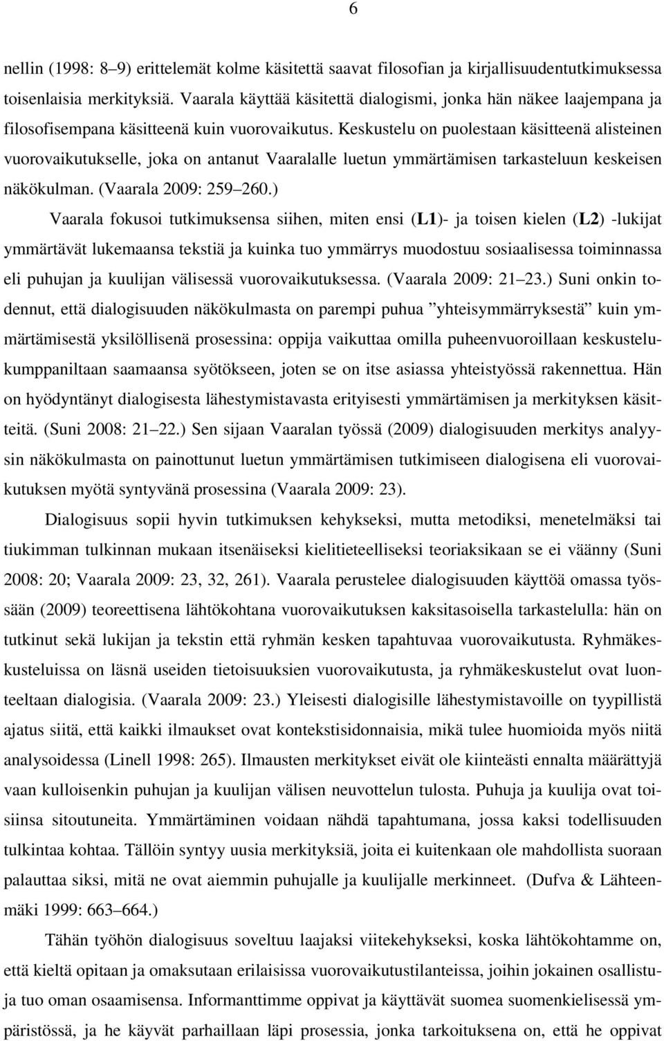 Keskustelu on puolestaan käsitteenä alisteinen vuorovaikutukselle, joka on antanut Vaaralalle luetun ymmärtämisen tarkasteluun keskeisen näkökulman. (Vaarala 2009: 259 260.