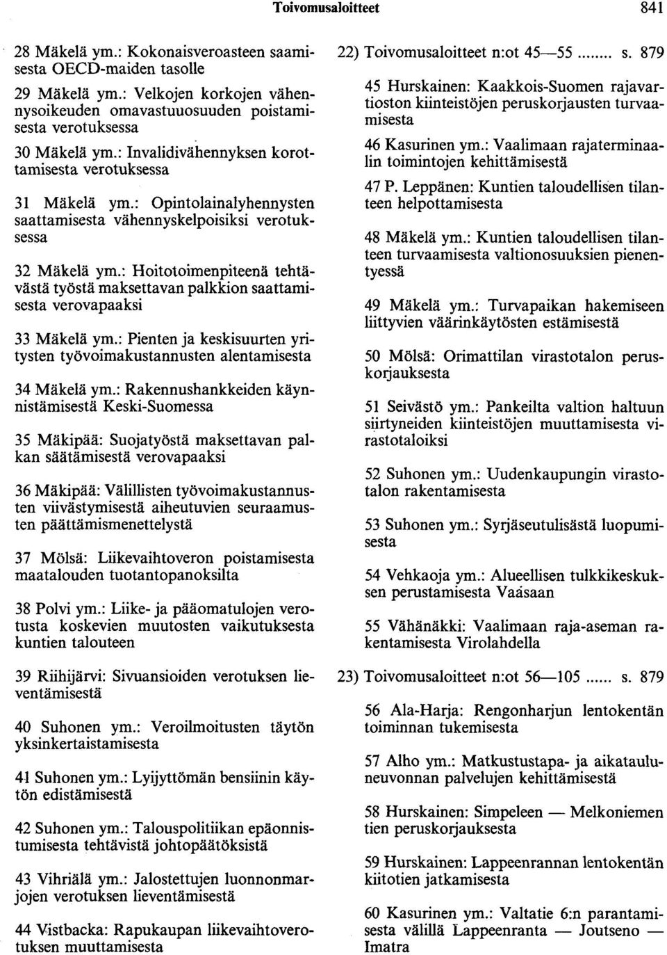 : Hoitotoimenpiteenä tehtävästä työstä maksettavan palkkion saattamisesta verovapaaksi 33 Mäkelä ym.: Pienten ja keskisuurten yritysten työvoimakustannusten alentamisesta 34 Mäkelä ym.