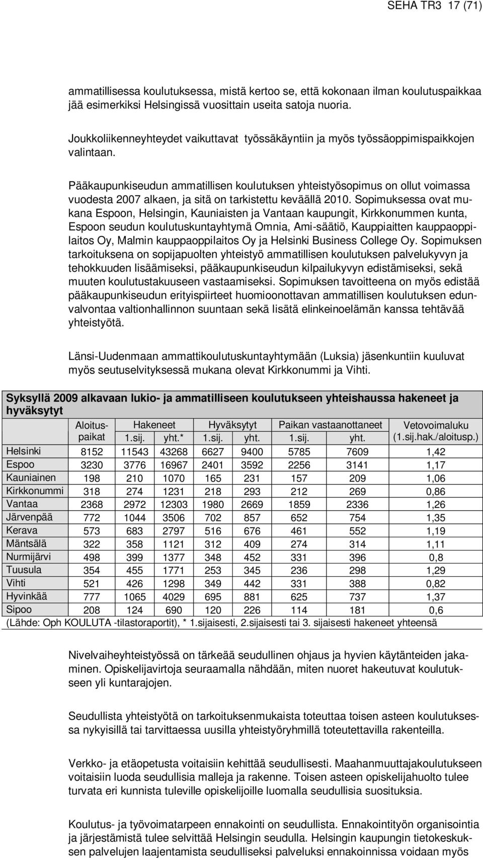 Pääkaupunkiseudun ammatillisen koulutuksen yhteistyösopimus on ollut voimassa vuodesta 2007 alkaen, ja sitä on tarkistettu keväällä 2010.