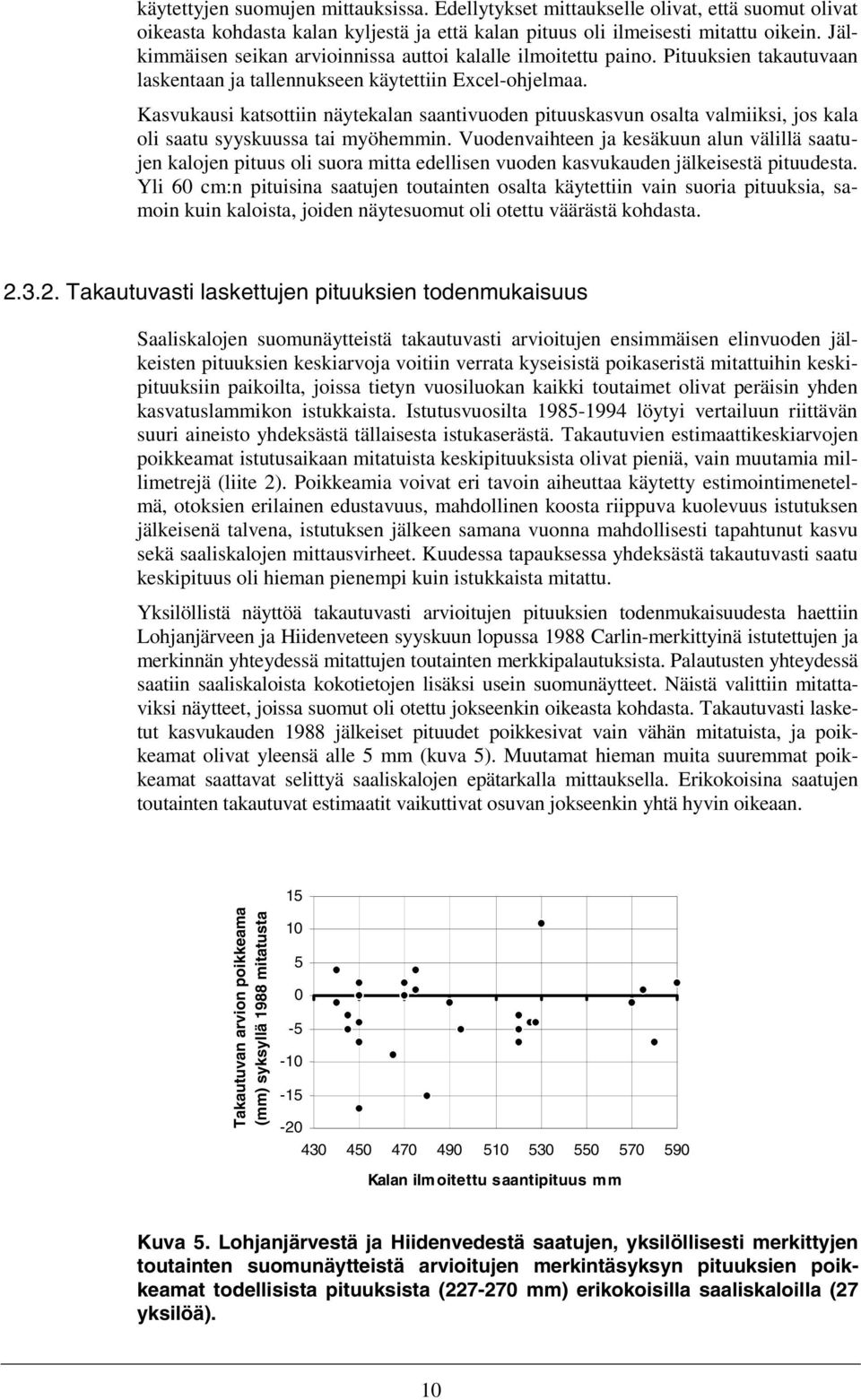 Kasvukausi katsottiin näytekalan saantivuoden pituuskasvun osalta valmiiksi, jos kala oli saatu syyskuussa tai myöhemmin.