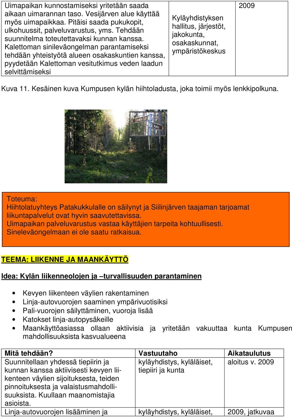 Kalettoman sinileväongelman parantamiseksi tehdään yhteistyötä alueen osakaskuntien kanssa, pyydetään Kalettoman vesitutkimus veden laadun selvittämiseksi Kyläyhdistyksen hallitus, järjestöt,