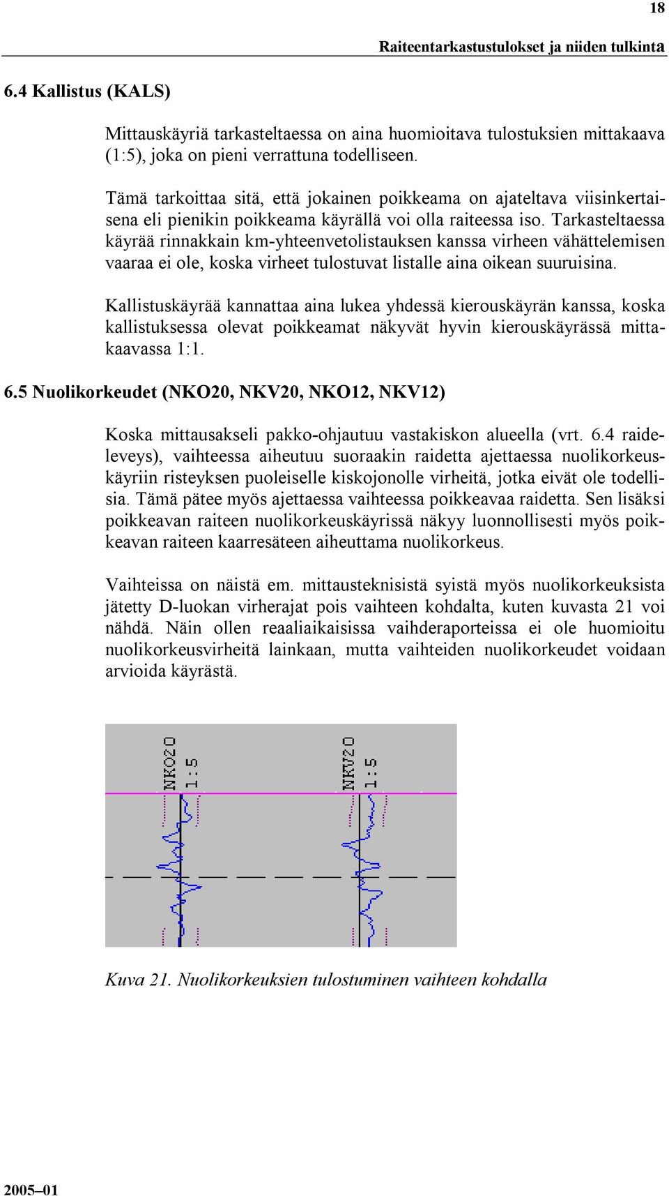 Tarkasteltaessa käyrää rinnakkain km-yhteenvetolistauksen kanssa virheen vähättelemisen vaaraa ei ole, koska virheet tulostuvat listalle aina oikean suuruisina.