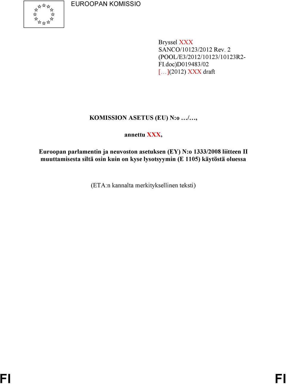 parlamentin ja neuvoston asetuksen (EY) N:o 1333/2008 liitteen II muuttamisesta siltä