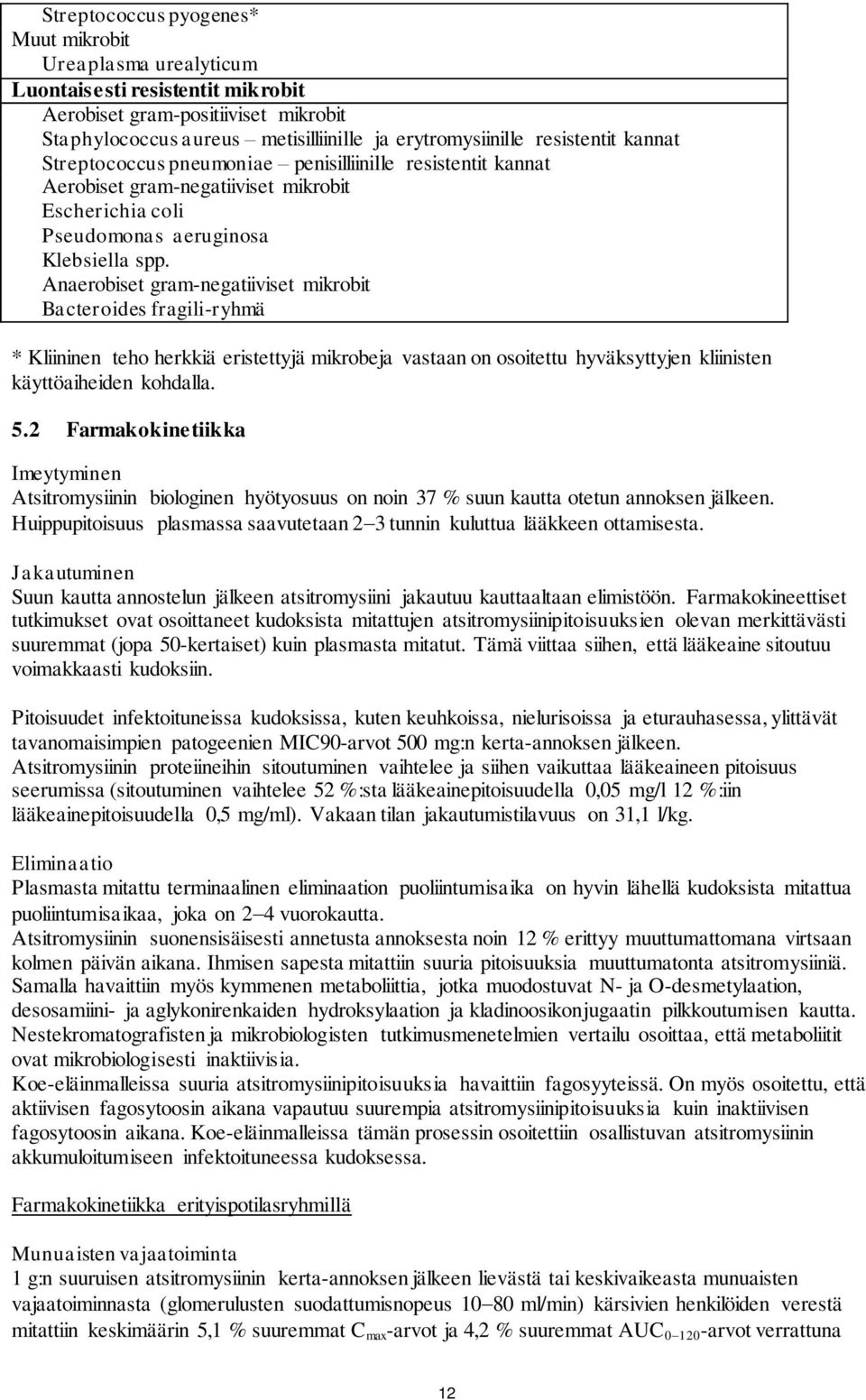 Anaerobiset gram-negatiiviset mikrobit Bacteroides fragili-ryhmä * Kliininen teho herkkiä eristettyjä mikrobeja vastaan on osoitettu hyväksyttyjen kliinisten käyttöaiheiden kohdalla. 5.