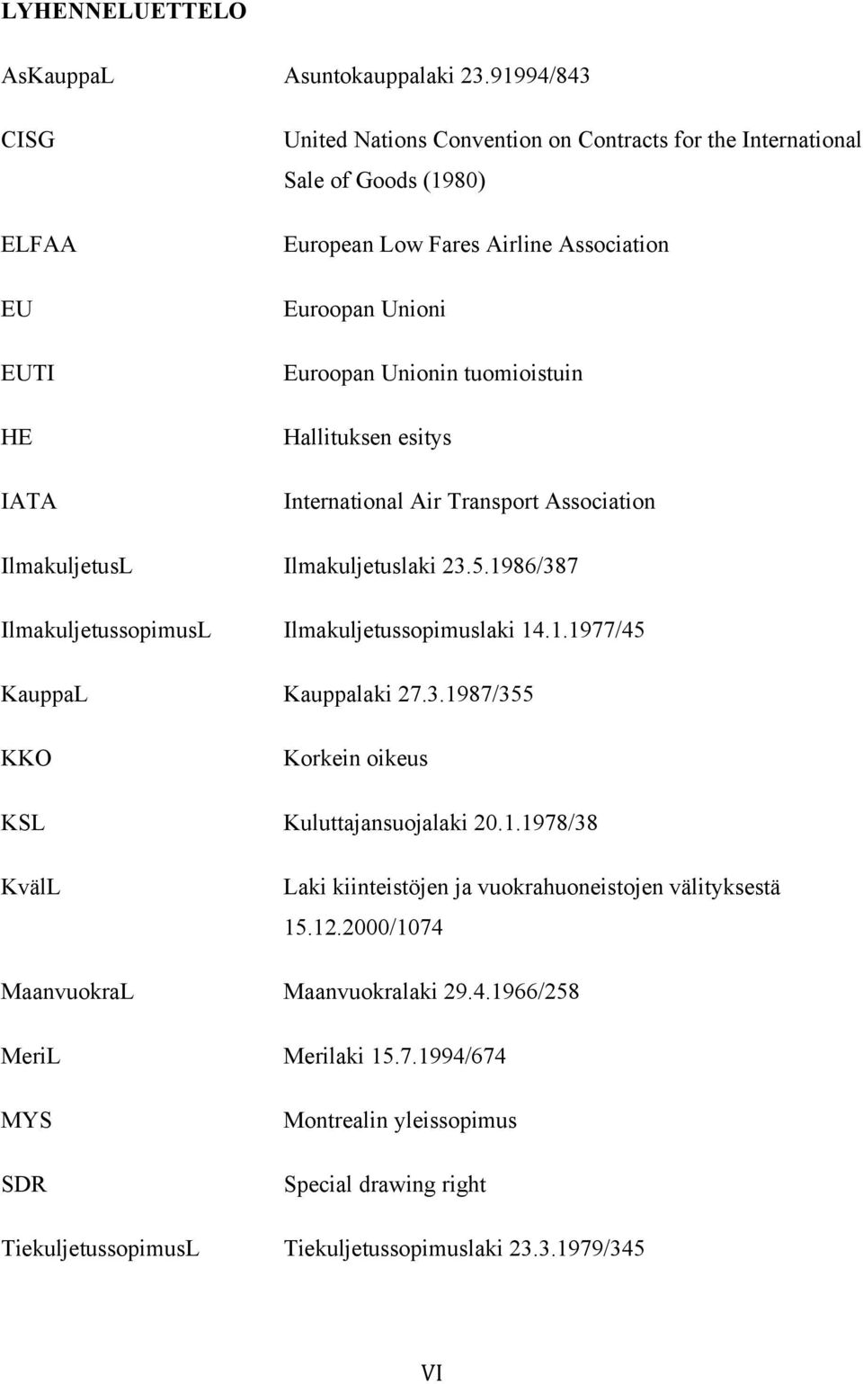 Unionin tuomioistuin Hallituksen esitys International Air Transport Association IlmakuljetusL Ilmakuljetuslaki 23.5.1986/387 IlmakuljetussopimusL Ilmakuljetussopimuslaki 14.1.1977/45 KauppaL Kauppalaki 27.