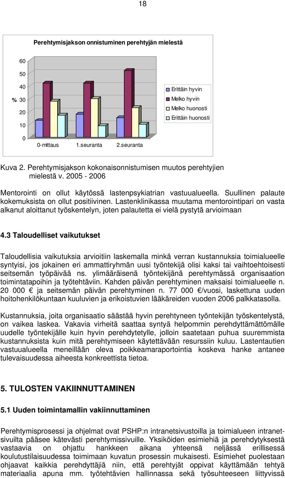 Lastenklinikassa muutama mentorointipari on vasta alkanut aloittanut työskentelyn, joten palautetta ei vielä pystytä arvioimaan 4.