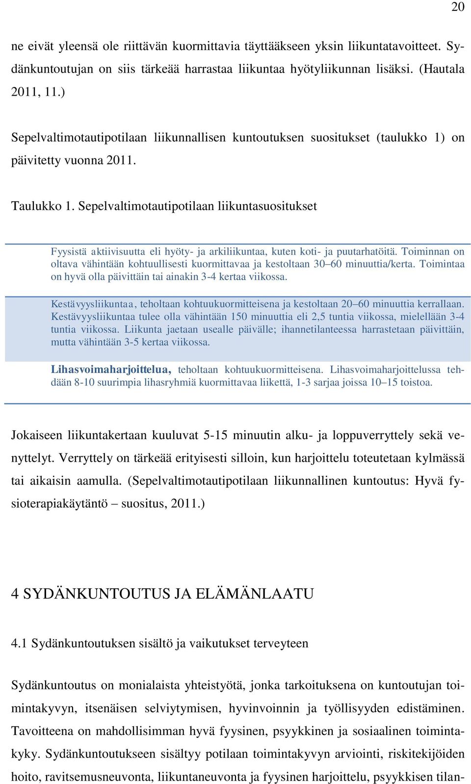 Sepelvaltimotautipotilaan liikuntasuositukset Fyysistä aktiivisuutta eli hyöty- ja arkiliikuntaa, kuten koti- ja puutarhatöitä.