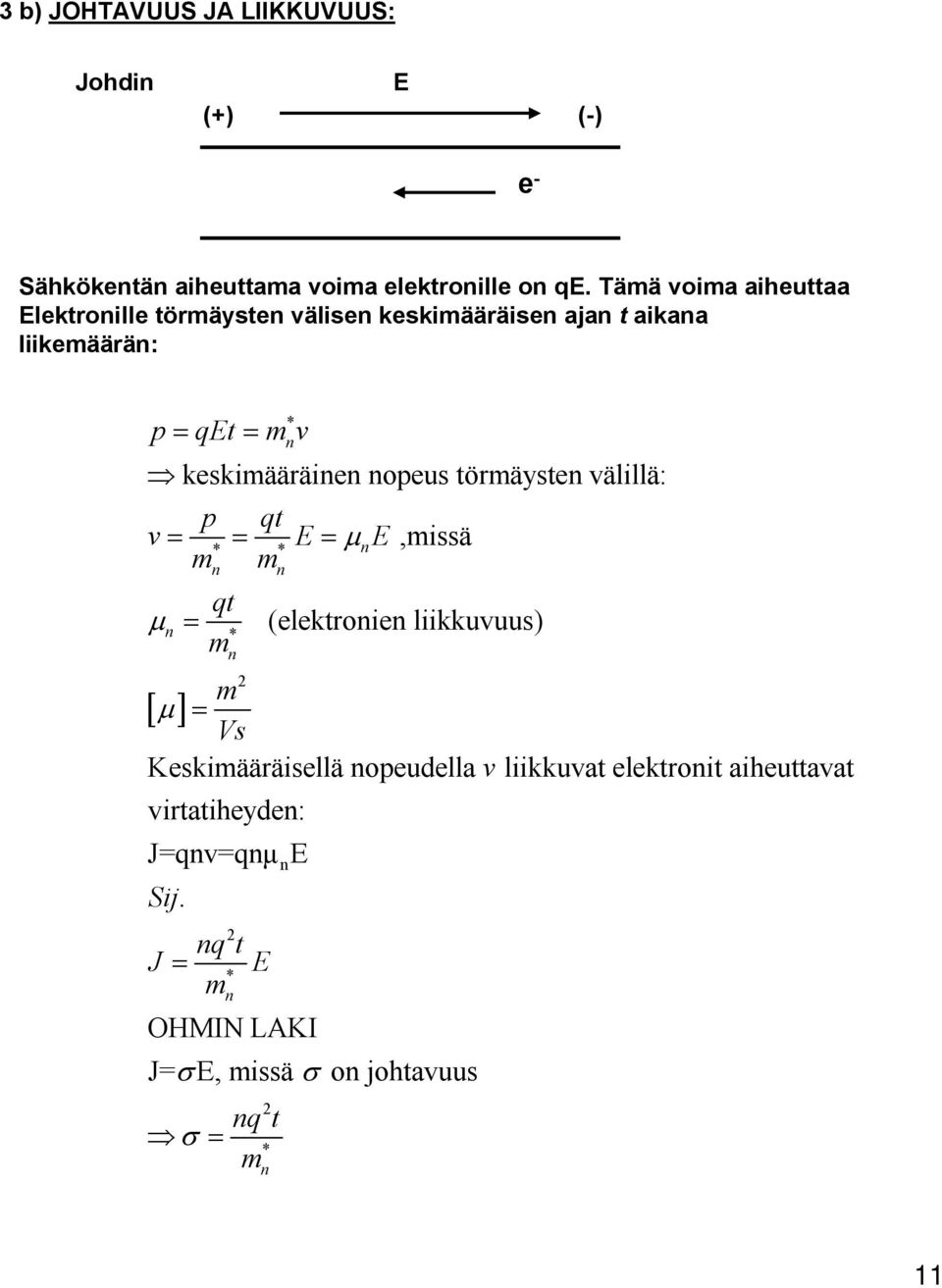 opus töräyst välillä: p qt v μ qt μ,issä (lktroi liikkuvuus) [ μ] Vs Kskiääräisllä opudlla