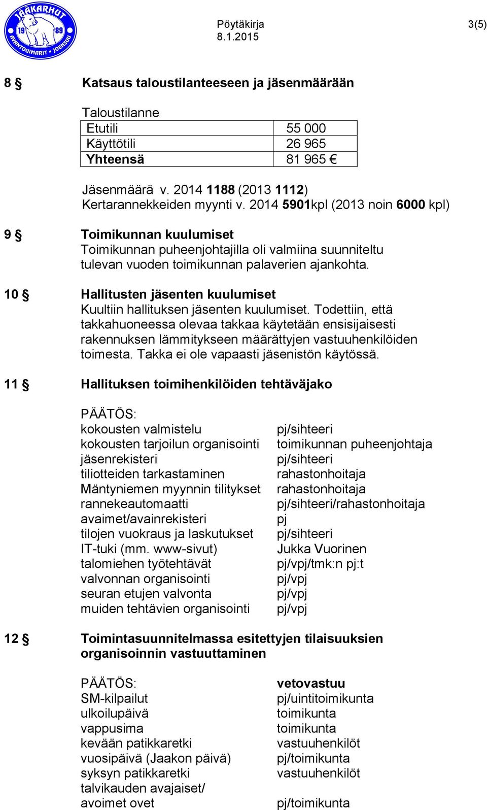 10 Hallitusten jäsenten kuulumiset Kuultiin hallituksen jäsenten kuulumiset.