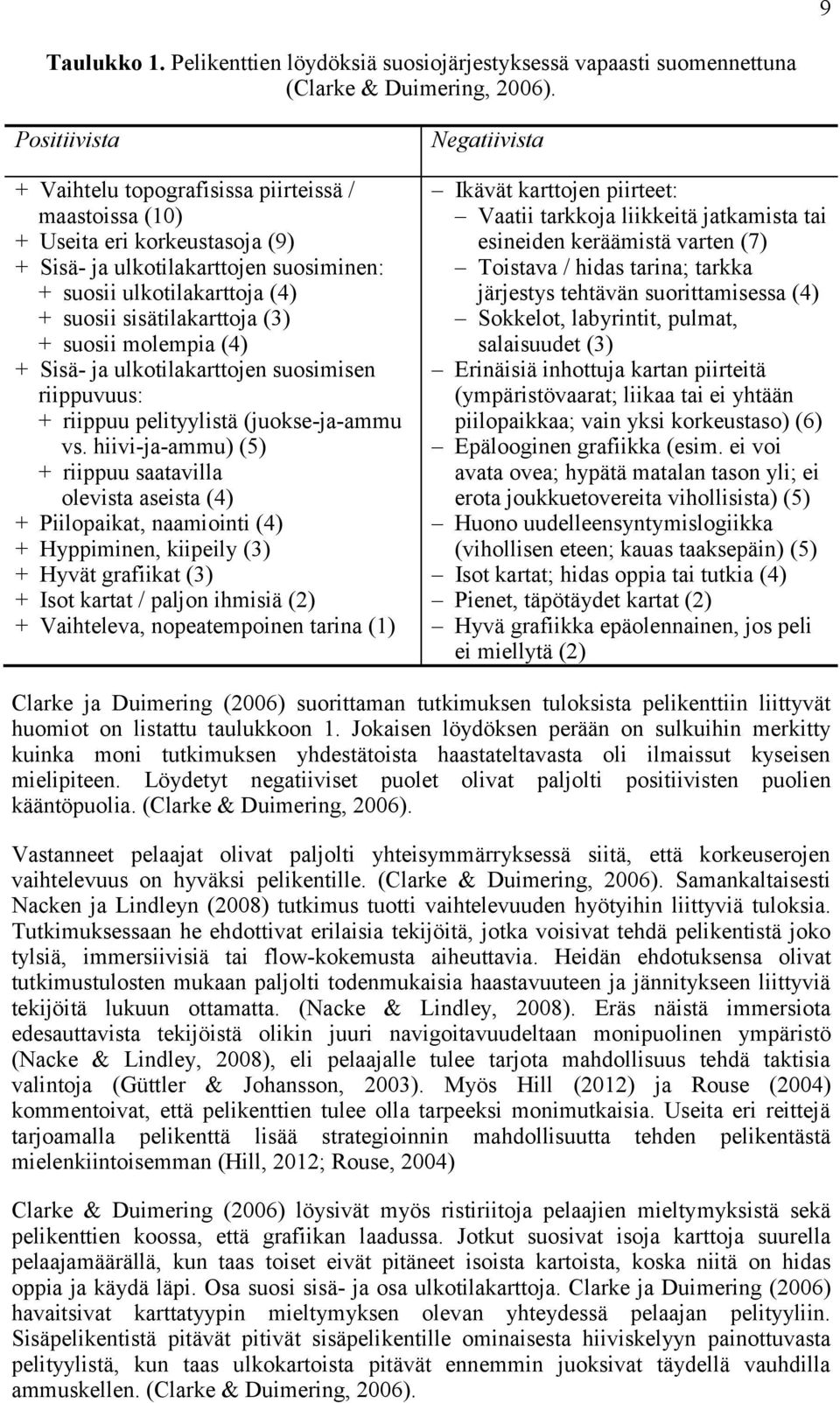 + suosii molempia (4) + Sisä- ja ulkotilakarttojen suosimisen riippuvuus: + riippuu pelityylistä (juokse-ja-ammu vs.