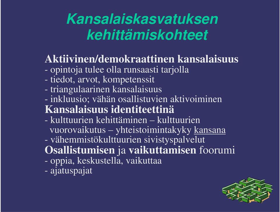 aktivoiminen Kansalaisuus identiteettinä - kulttuurien kehittäminen kulttuurien vuorovaikutus yhteistoimintakyky