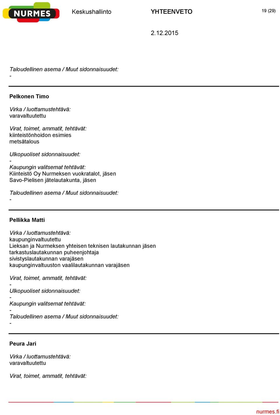 Lieksan ja Nurmeksen yhteisen teknisen lautakunnan jäsen tarkastuslautakunnan