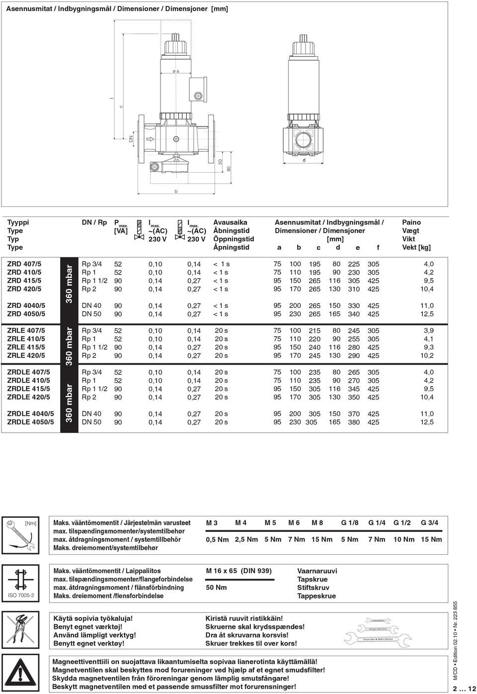 4040/5 ZRD 4050/5 ZRLE 407/5 ZRLE 410/5 ZRLE 415/5 ZRLE 40/5 ZRDLE 407/5 ZRDLE 410/5 ZRDLE 415/5 ZRDLE 40/5 ZRDLE 4040/5 ZRDLE 4050/5 360 mbar 360 mbar 360 mbar Rp 3/4 Rp 1 Rp 1 1/ Rp DN 40 DN 50 Rp