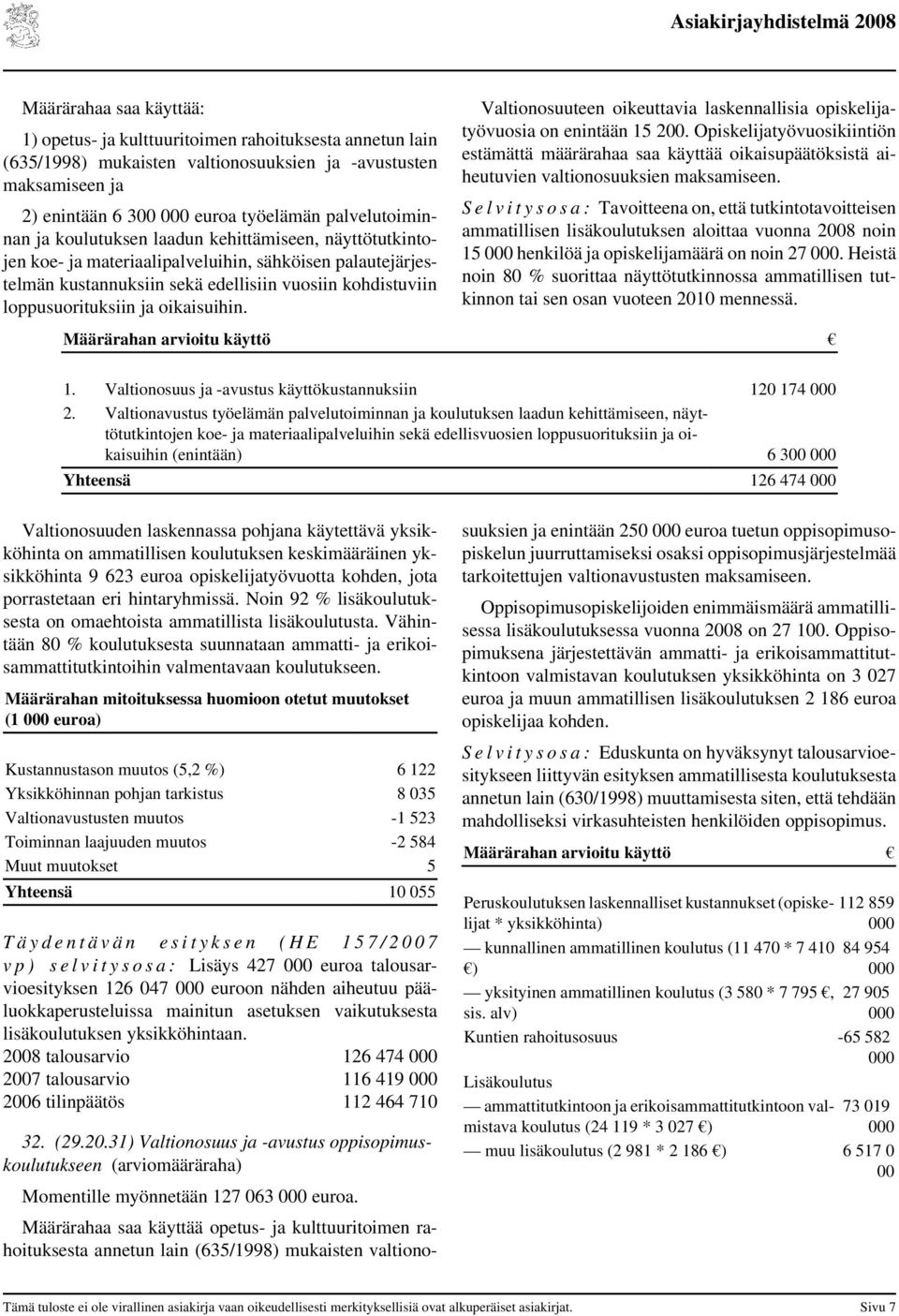 Valtionosuuteen oikeuttavia laskennallisia opiskelijatyövuosia on enintään 15 2.