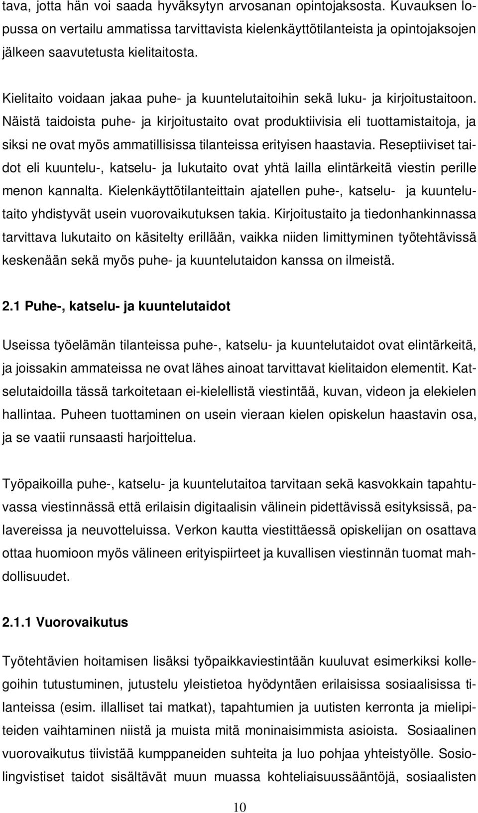 Näistä taidoista puhe- ja kirjoitustaito ovat produktiivisia eli tuottamistaitoja, ja siksi ne ovat myös ammatillisissa tilanteissa erityisen haastavia.