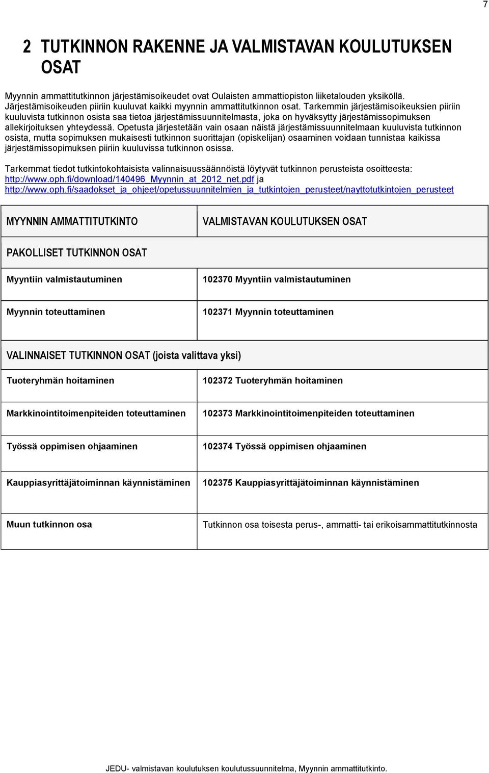 Tarkemmin järjestämisoikeuksien piiriin kuuluvista tutkinnon osista saa tietoa järjestämissuunnitelmasta, joka on hyväksytty järjestämissopimuksen allekirjoituksen yhteydessä.