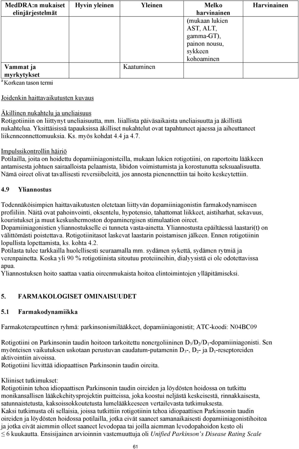 Yksittäisissä tapauksissa äkilliset nukahtelut ovat tapahtuneet ajaessa ja aiheuttaneet liikenneonnettomuuksia. Ks. myös kohdat 4.4 ja 4.7.