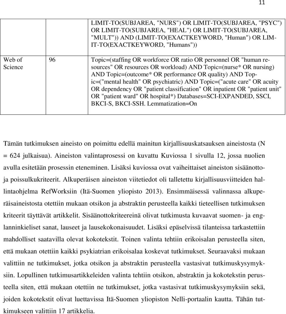 Topic=("mental health" OR psychiatric) AND Topic=("acute care" OR acuity OR dependency OR "patient classification" OR inpatient OR "patient unit" OR "patient ward" OR hospital*)