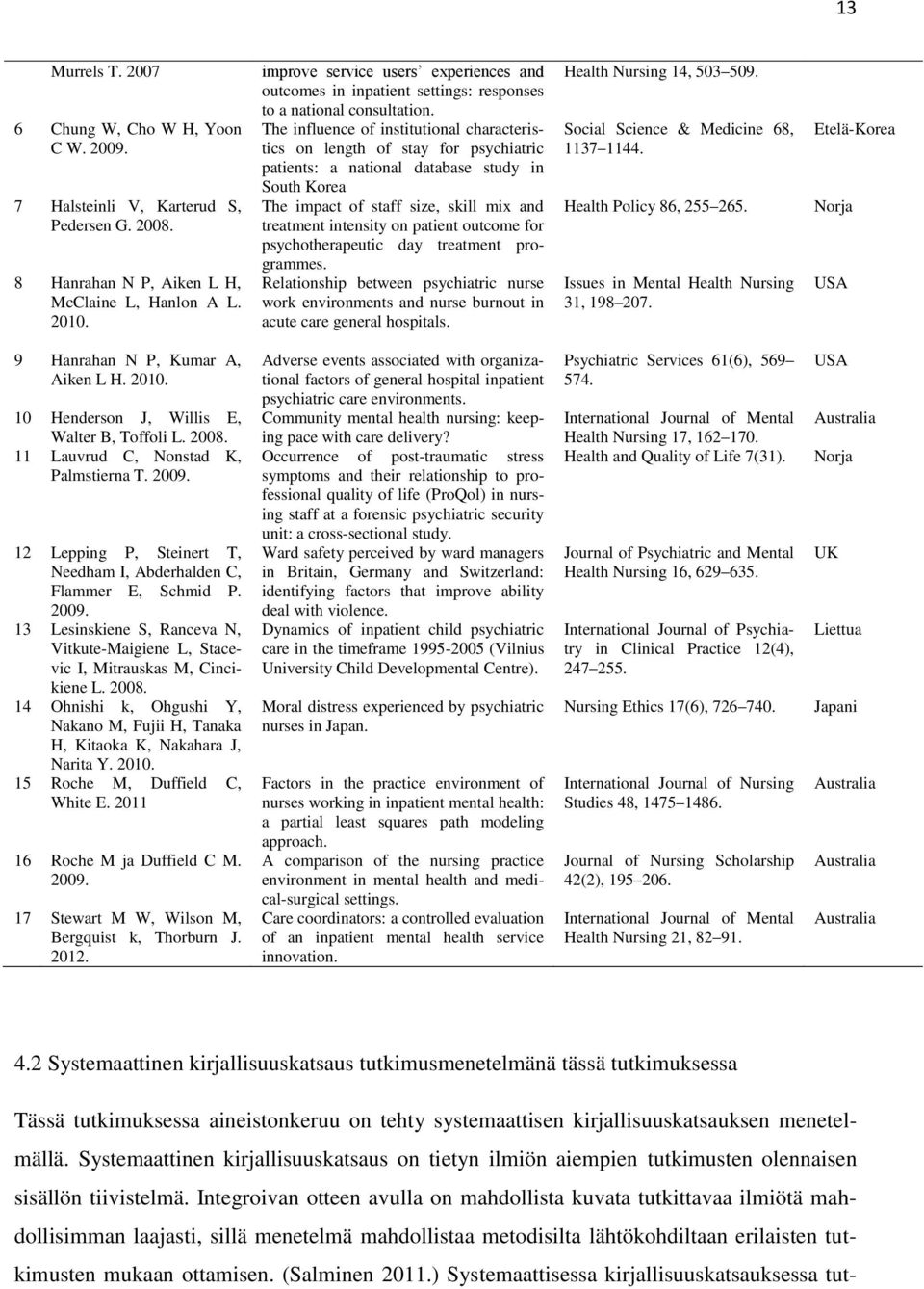 The influence of institutional characteristics on length of stay for psychiatric patients: a national database study in South Korea The impact of staff size, skill mix and treatment intensity on