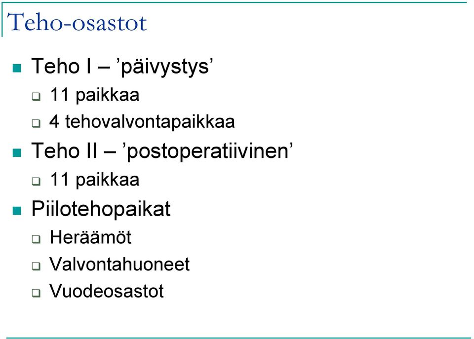 postoperatiivinen 11 paikkaa