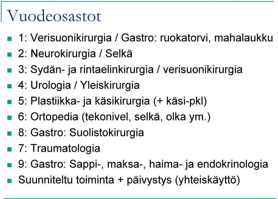 käsikirurgia (+ käsi-pkl) 6: Ortopedia (tekonivel, selkä, olka ym.