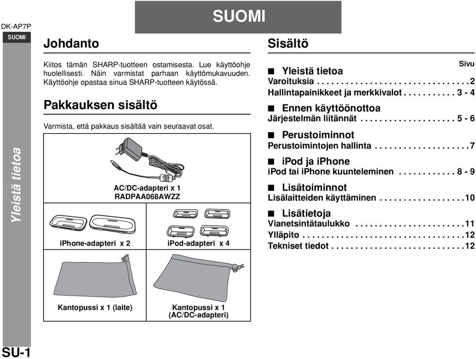 ...............................2 Hallintapainikkeet ja merkkivalot........... 3-4 Ennen käyttöönottoa Järjestelmän liitännät.................... 5-6 Perustoiminnot Perustoimintojen hallinta.