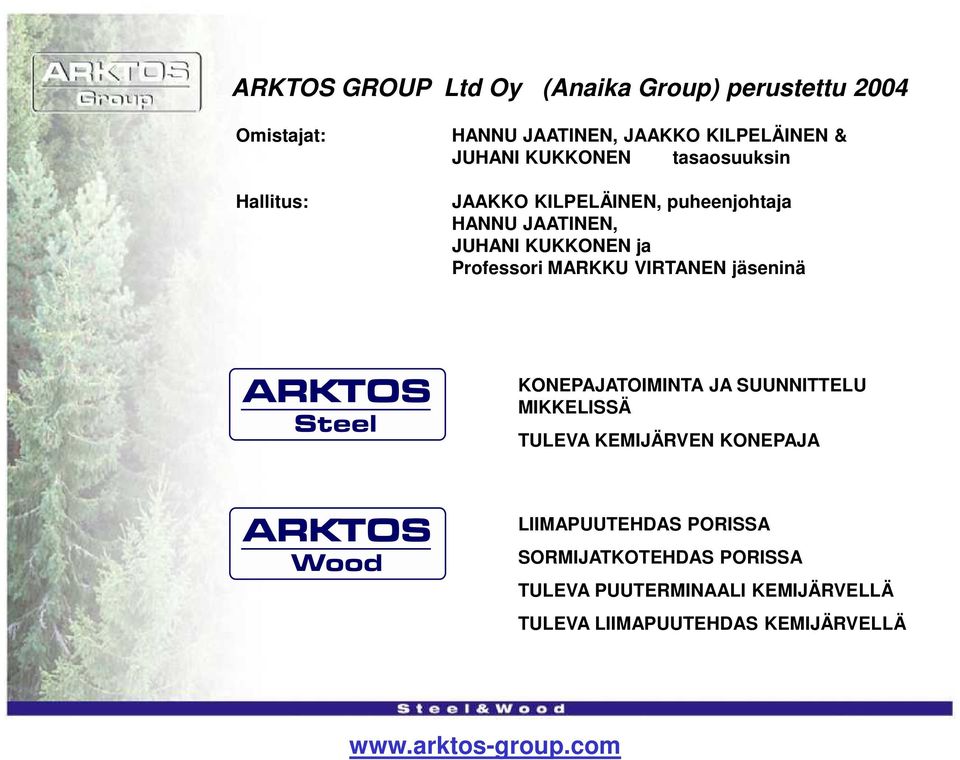 MARKKU VIRTANEN jäseninä KONEPAJATOIMINTA JA SUUNNITTELU MIKKELISSÄ TULEVA KEMIJÄRVEN KONEPAJA LIIMAPUUTEHDAS
