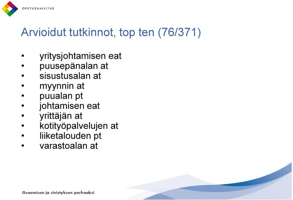 sisustusalan at myynnin at puualan pt johtamisen